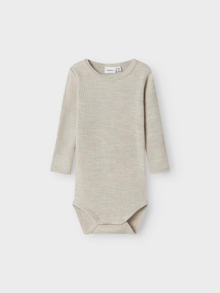 Name It lasten body, NBNWAX WOOL RIB LS BODY Harmaa - Image 2