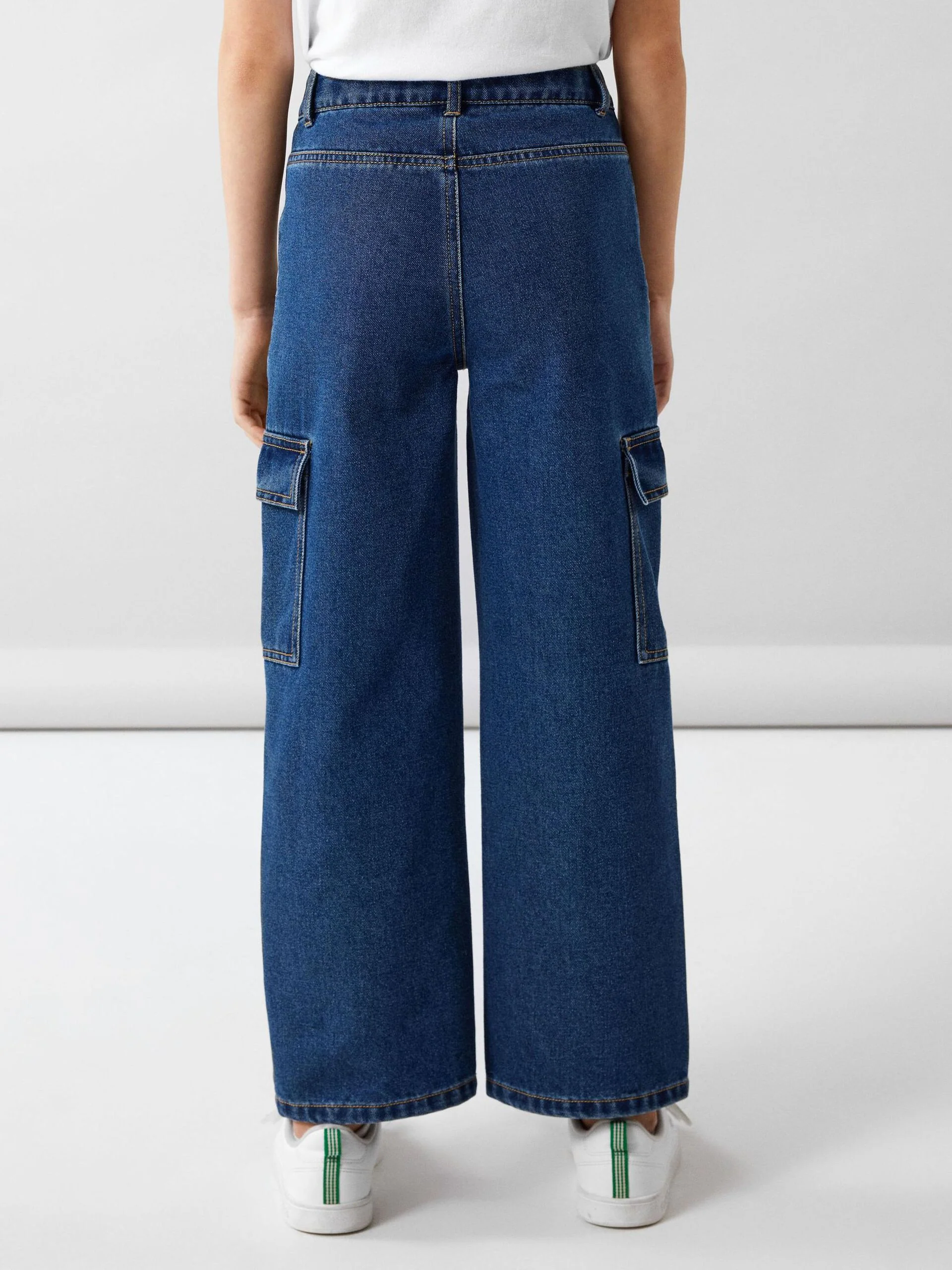 Name It lasten farkut, NKFROSE HW WIDE CARGO JEANS Indigo - Image 3