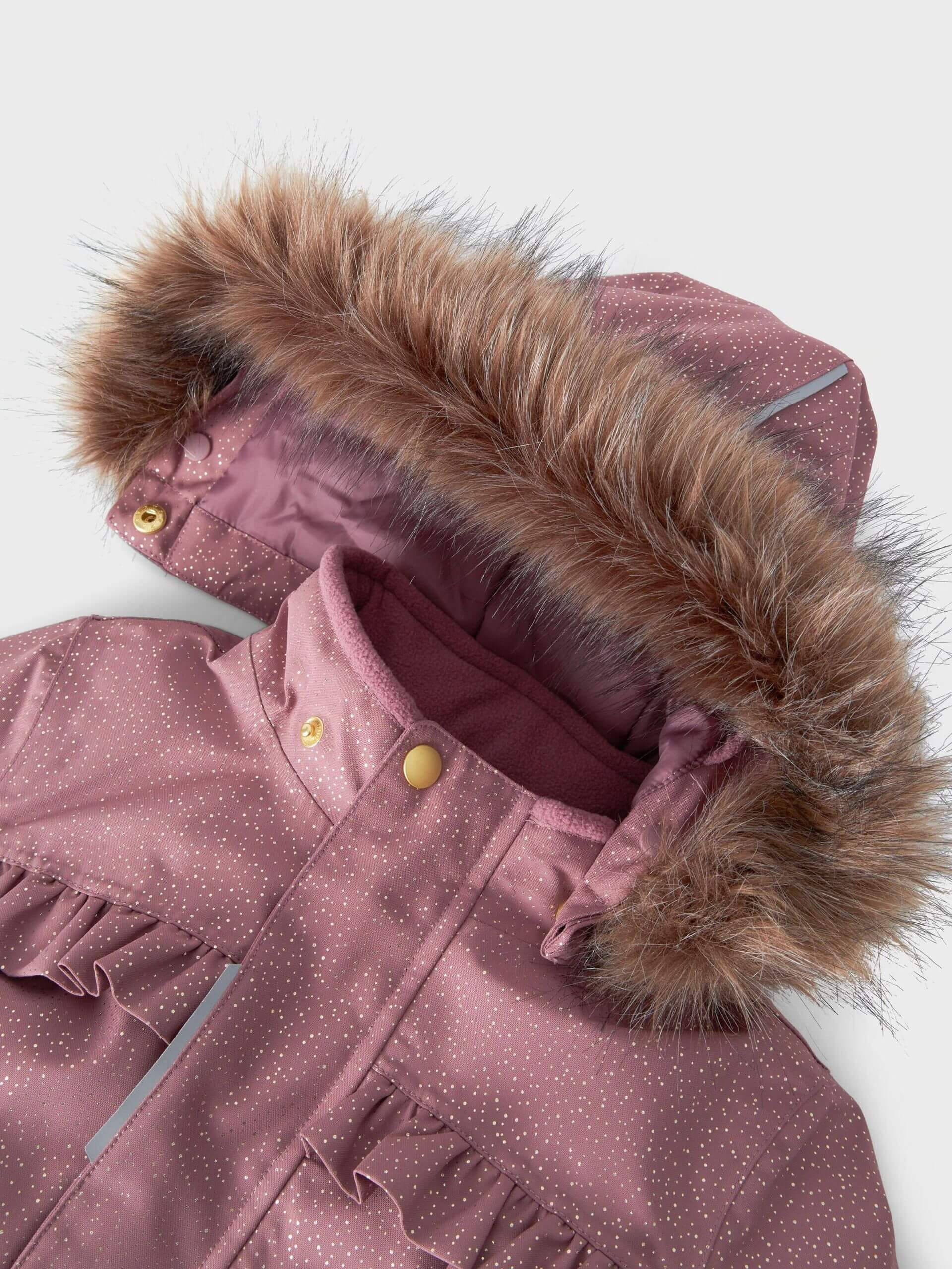 Name It Lasten Haalari, NMFSNOW10 SUIT FRILL GLITTER Vaaleanpunainen Kuosi - Image 3