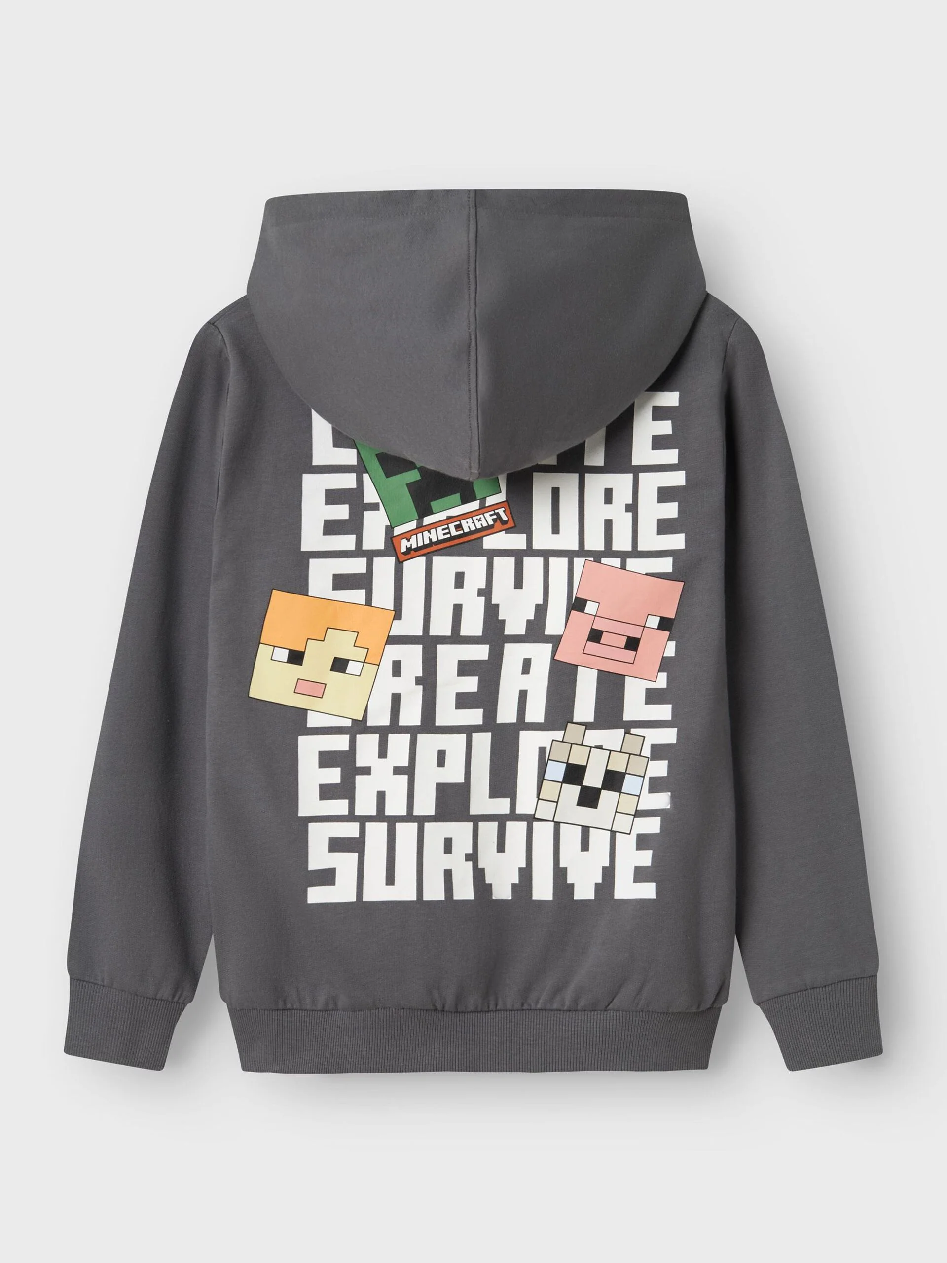 Name It lasten huppari, NKMJACOT MINECRAFT SWEAT Vaaleanharmaa - Image 2