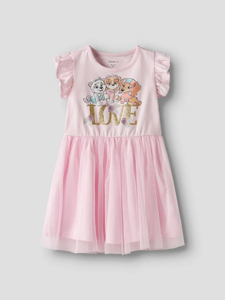 Name It lasten mekko, NMFMEBBA PAWPATROL SS TULLE DRESS CPLG Vaaleanpunainen