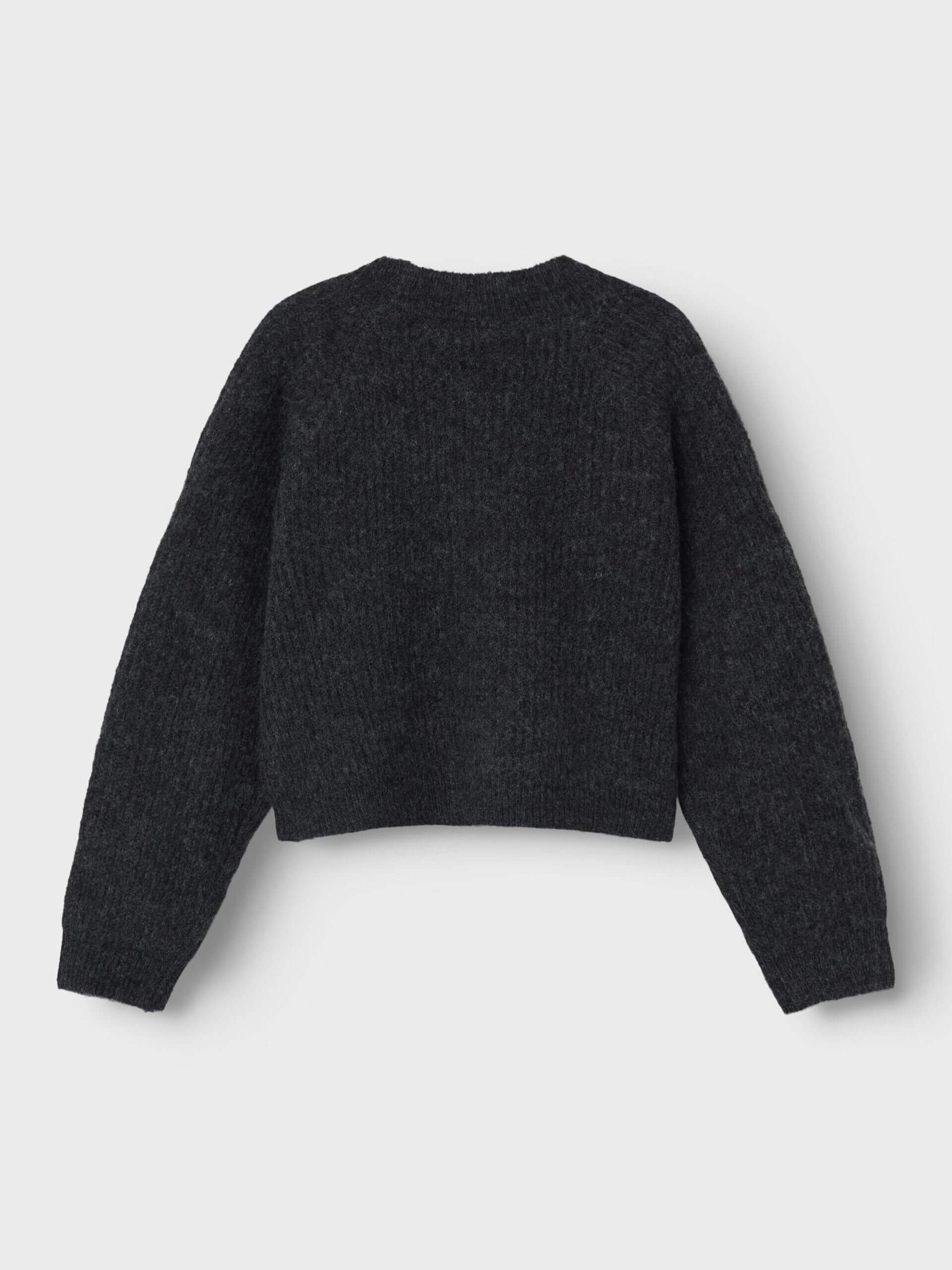 Name It lasten neuletakki, NKFHOLLY BOXY SHORT KNIT CARDIGAN Tummanharmaa - Image 3