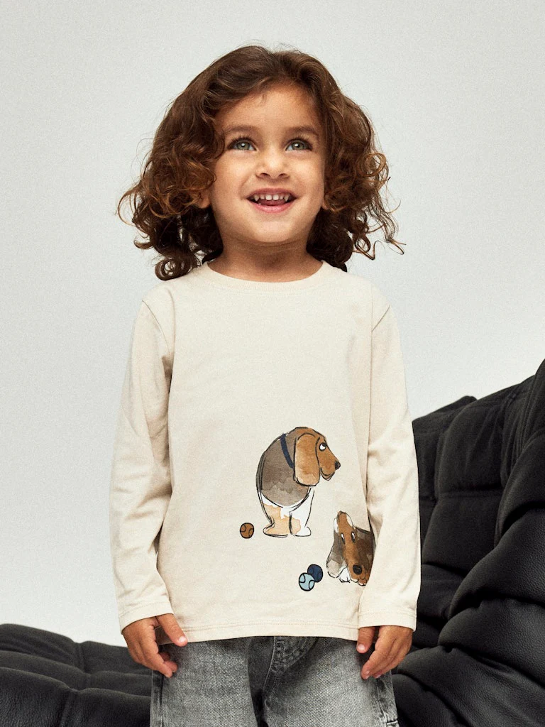 Name It lasten paita, NMMKNUD LS TOP Beige