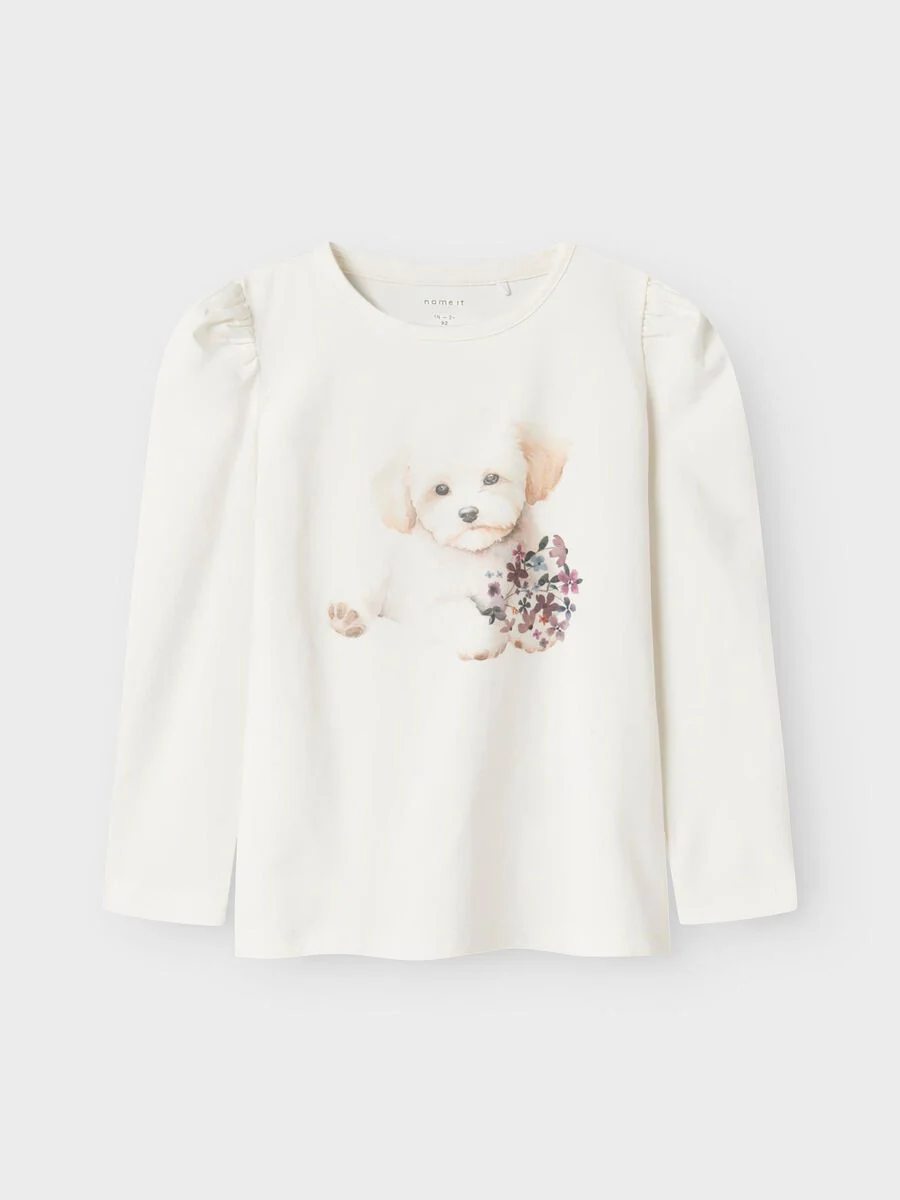 Name It lasten pitkähihainen paita, NMFNINEA LS TOP Luonnonvalkoinen - Image 2