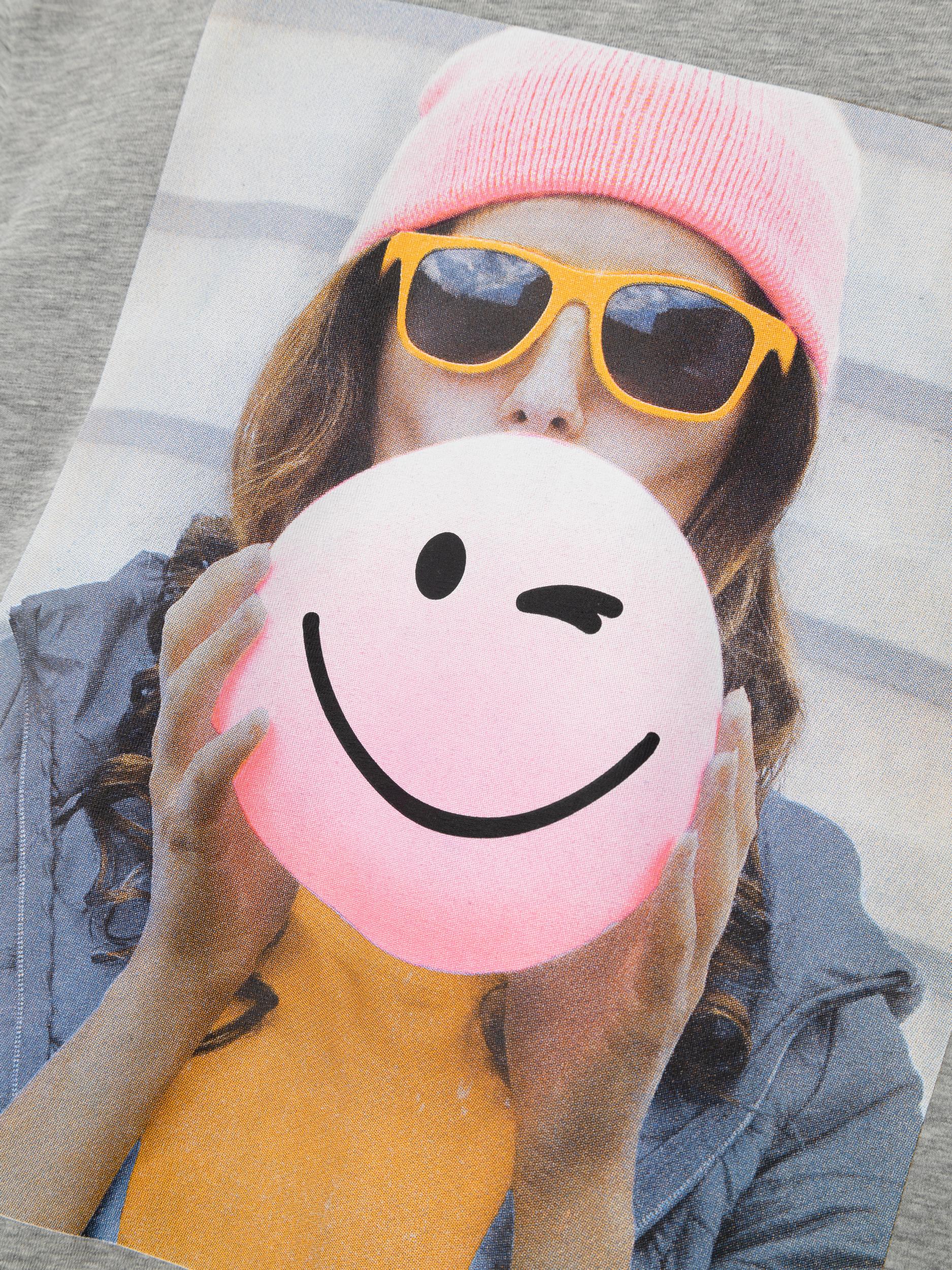 Name It lasten t-paita, NKFNOMA HAPPY SS BOXY TOP Vaaleanharmaa - Image 3