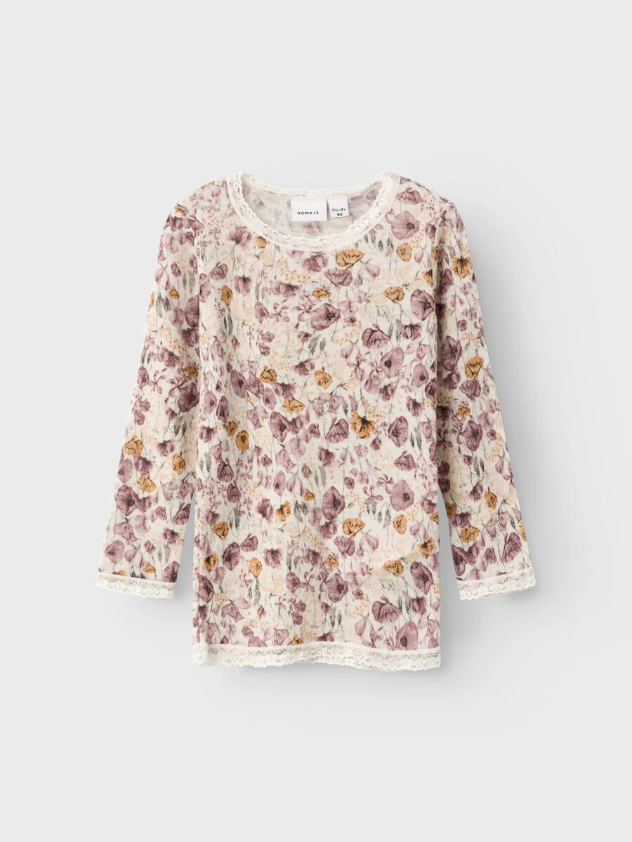 Name It paita, NMFWANG WOOL NEEDLE LS TOP Beige Kuosi