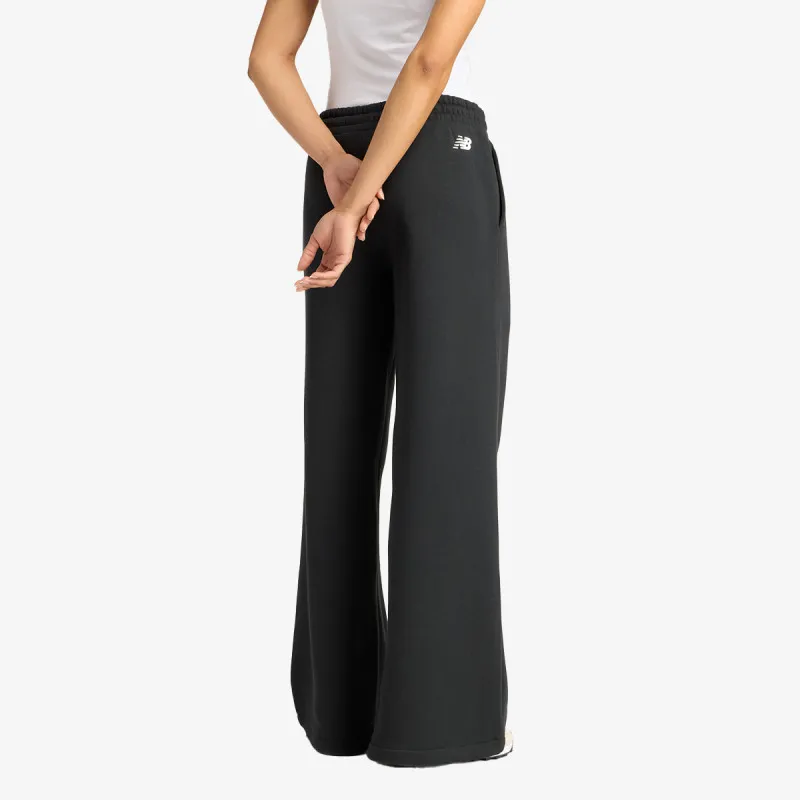 New Balance naisten collegehousut, Linear Heritage Fleece Wide Leg Pant Musta - Image 2