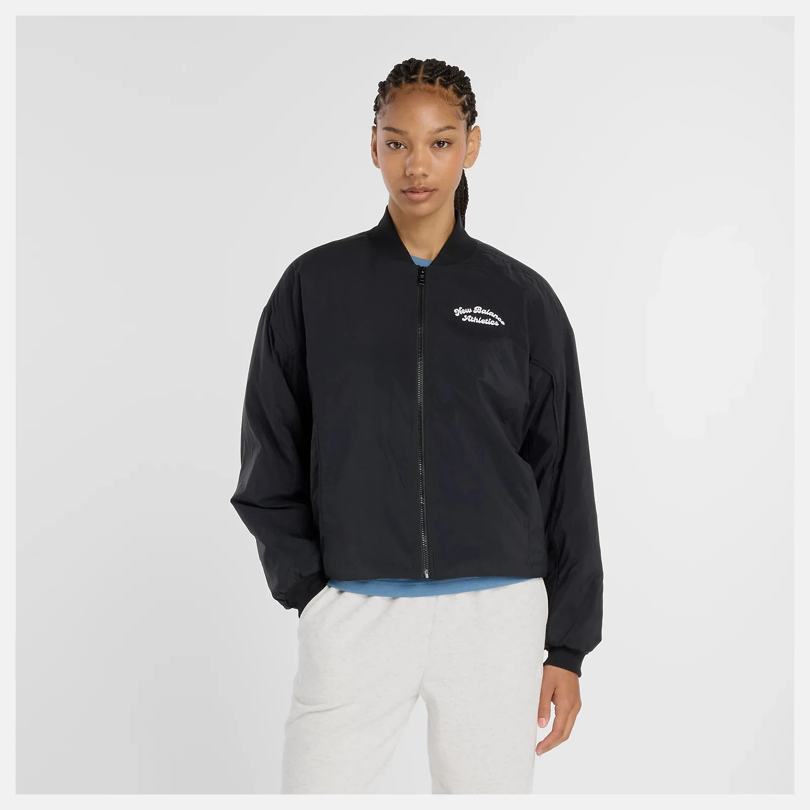 New Balance naisten takki, Linear Heritage Woven Bomber Jacket Musta