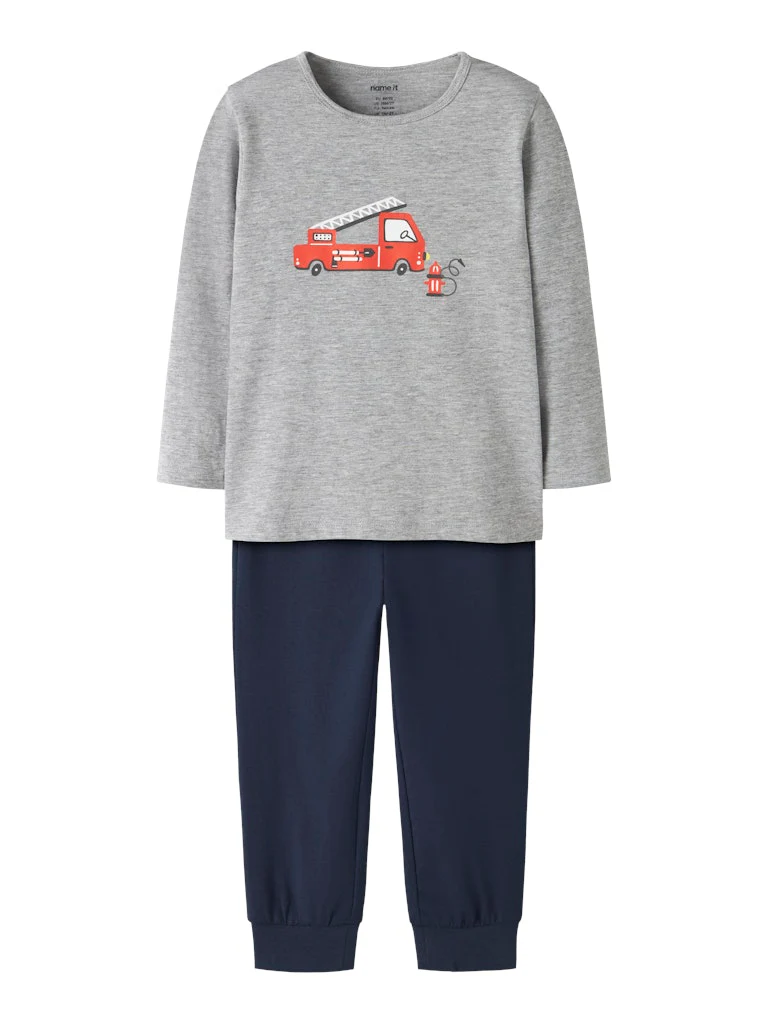 Name It lasten pyjama NMMNIGHTSET GREY FIRETRUCK NOOS, keskiharmaa