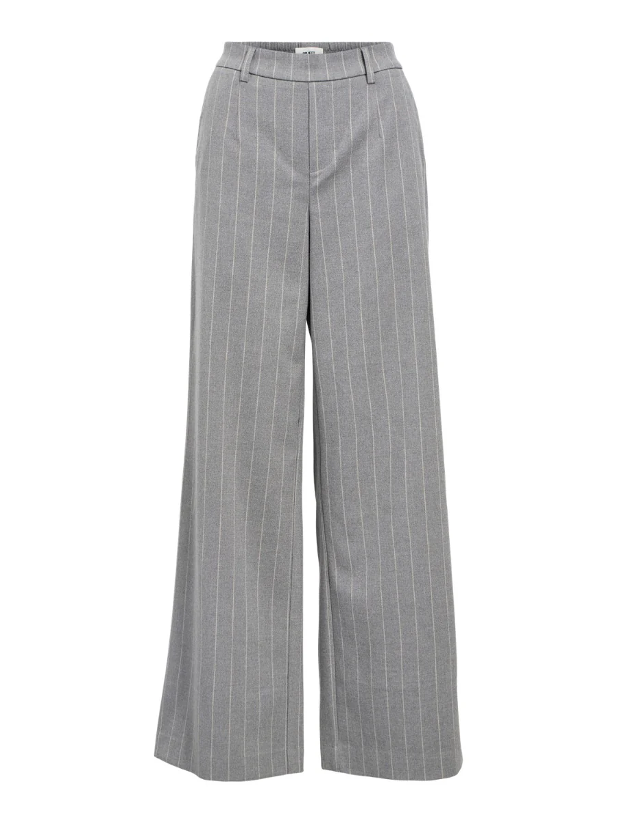 Object naisten housut OBJLisa Wide Pant, Medium Grey Melange - Image 2