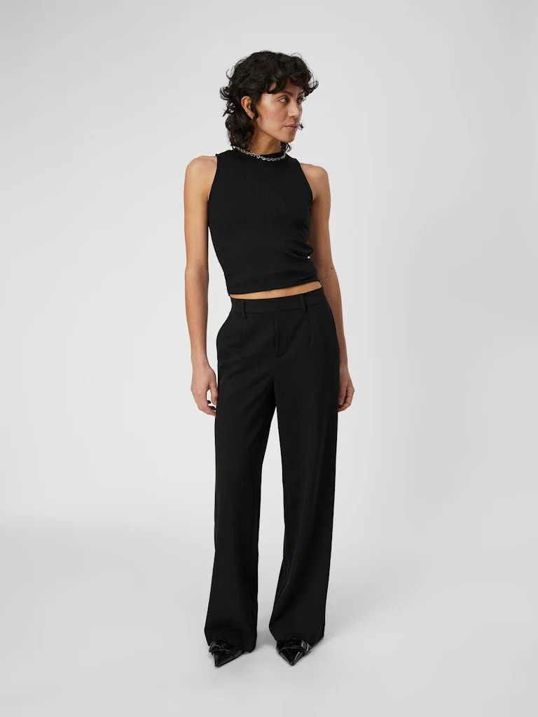 Object naisten housut OBJLisa Wide Pant, musta - Image 5