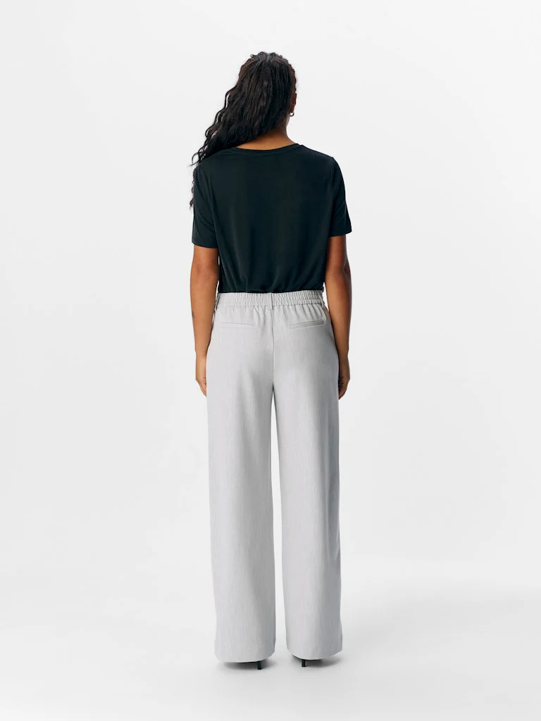 Object naisten housut OBJLisa Wide Pant, Light Grey Melange - Image 2
