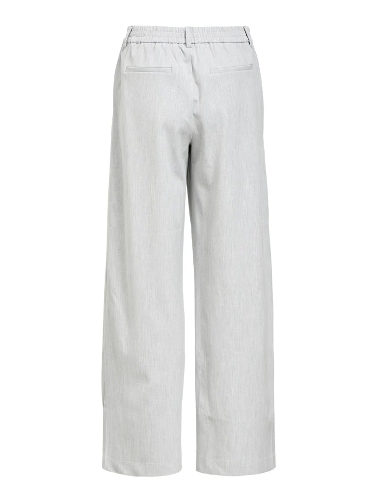 Object naisten housut OBJLisa Wide Pant, Light Grey Melange - Image 3