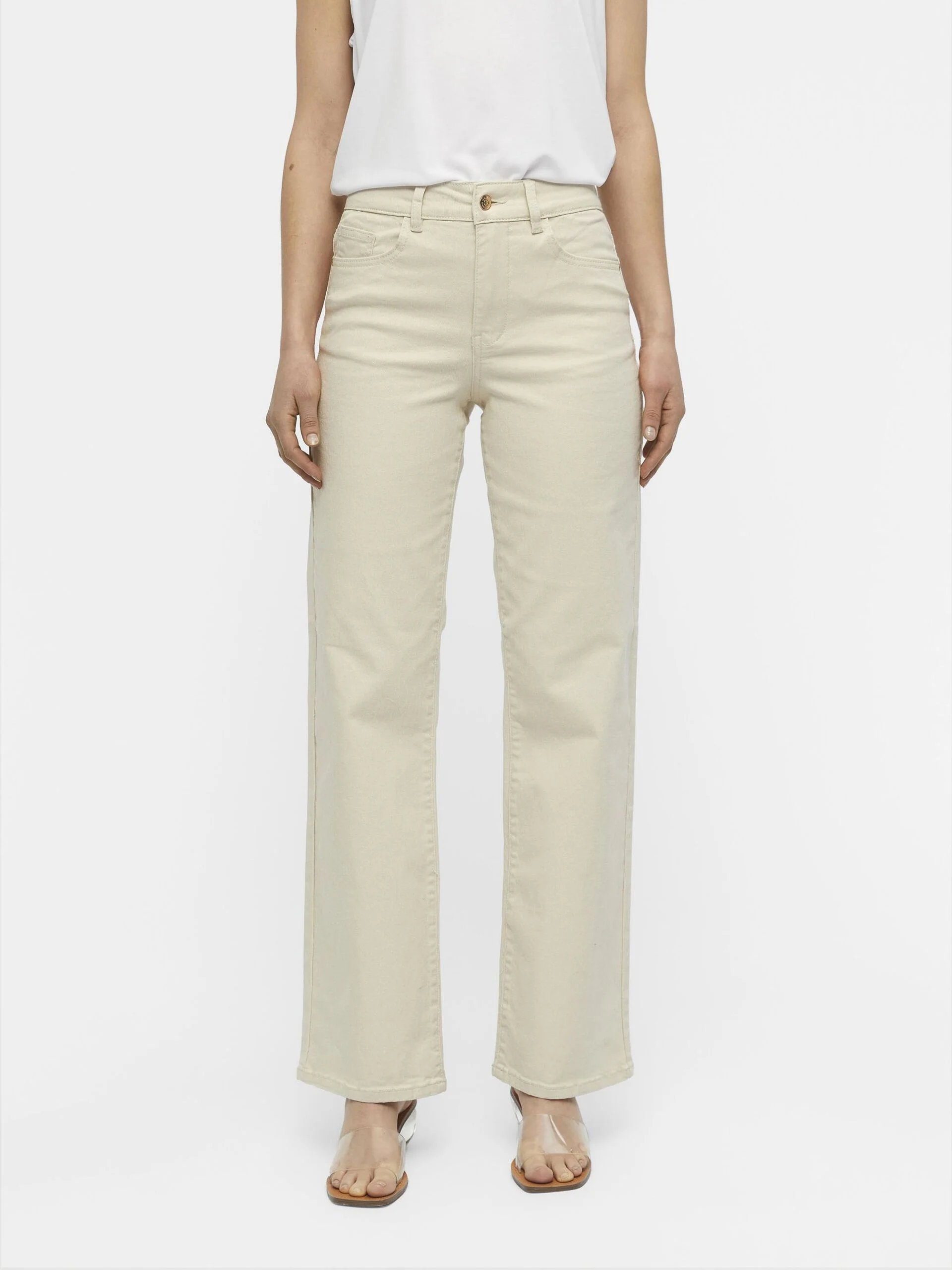 Object naisten housut, OBJMARINA MW TWILL JEANS Valkoinen