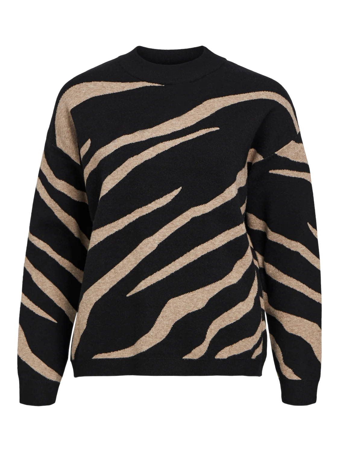 Object Naisten Neule, OBJRAY LO L/S KNIT PULLOVER AOP NOOS Musta Kuosi - Image 2