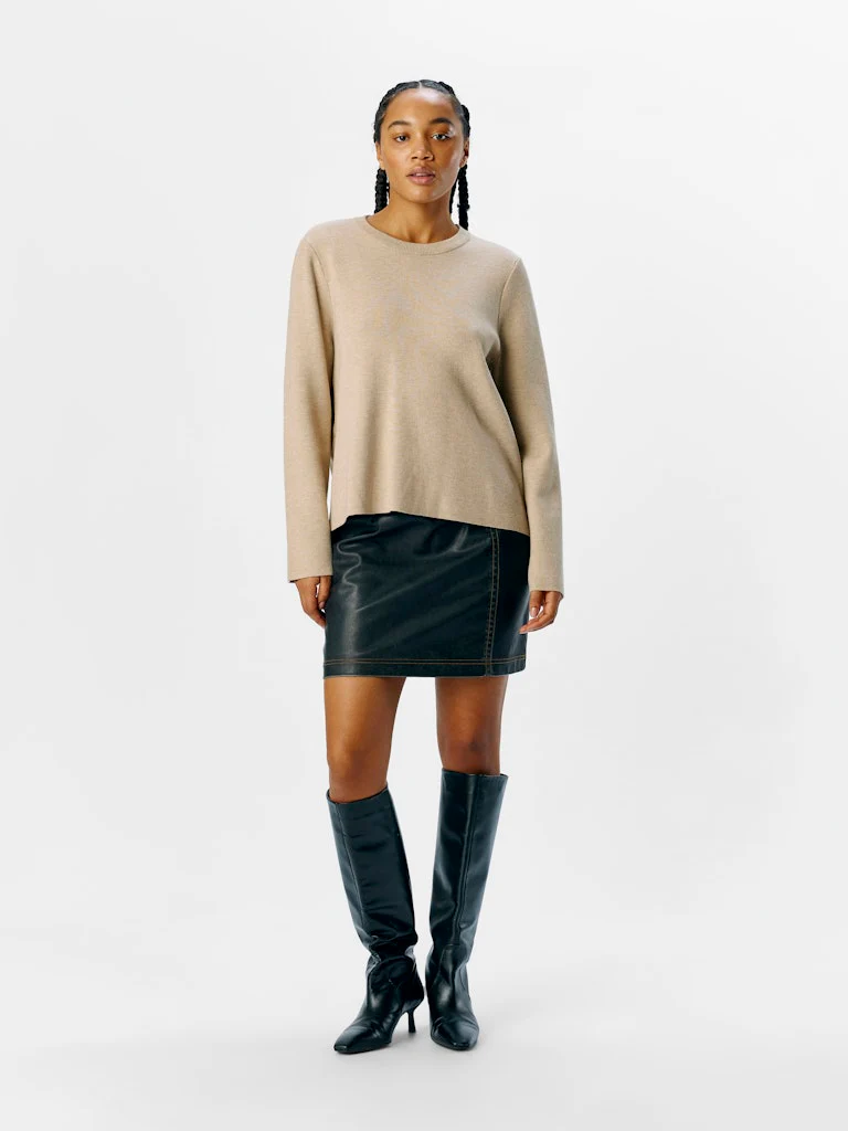 Object naisten neule, OBJREYNARD SQUARE SLEEVE O-NECK Humus