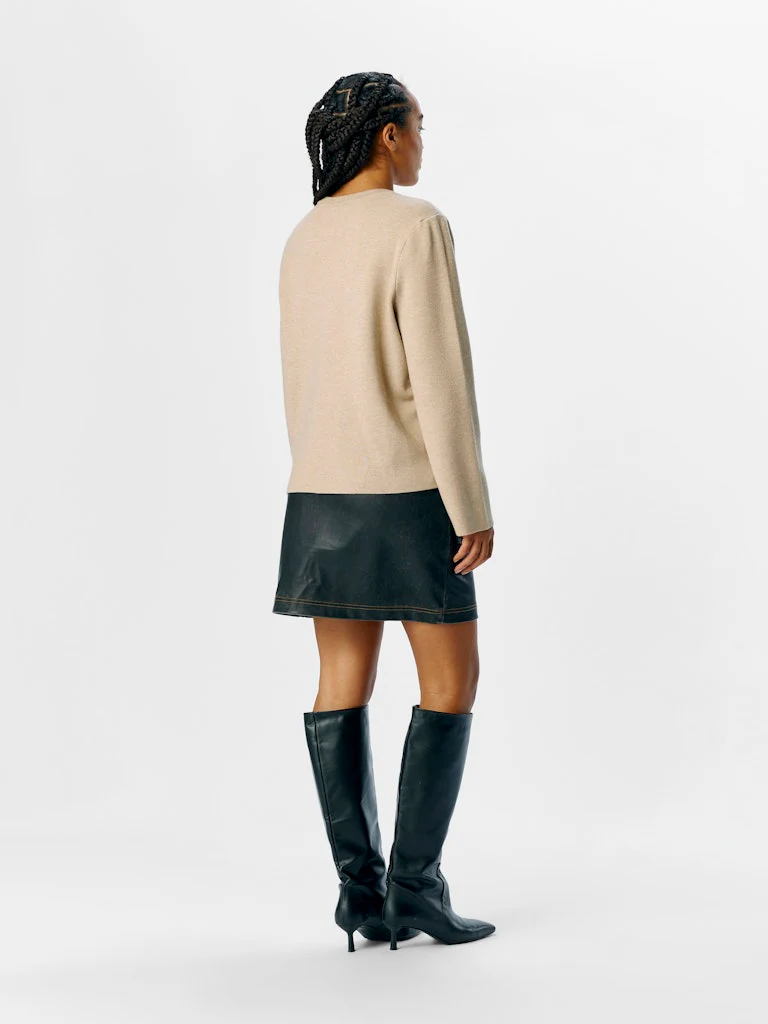 Object naisten neule, OBJREYNARD SQUARE SLEEVE O-NECK Humus - Image 2