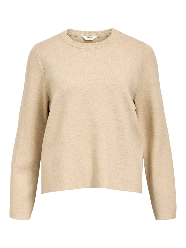 Object naisten neule, OBJREYNARD SQUARE SLEEVE O-NECK Humus - Image 3