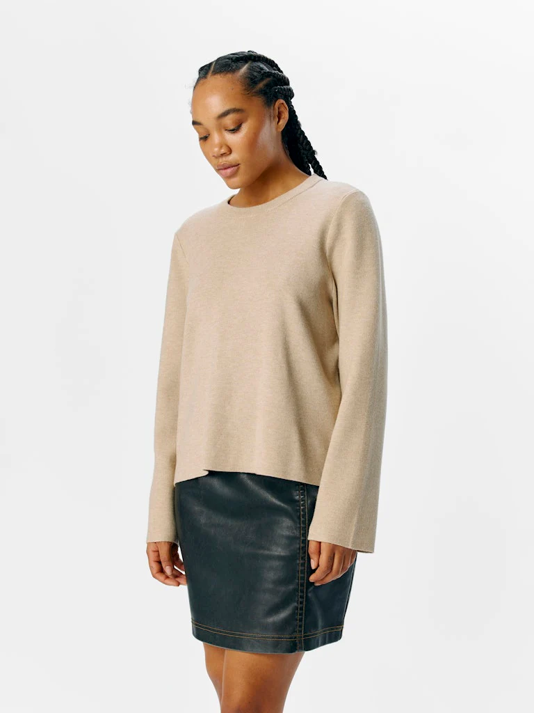 Object naisten neule, OBJREYNARD SQUARE SLEEVE O-NECK Humus - Image 4