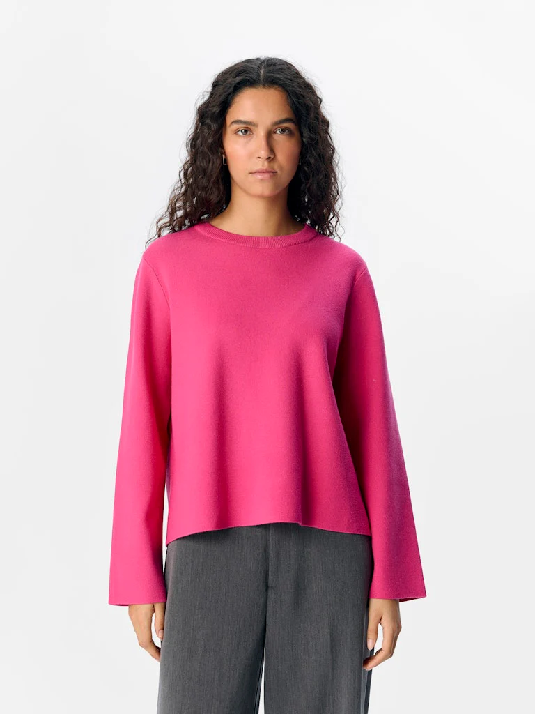 Object naisten neule, OBJREYNARD SQUARE SLEEVE O-NECK Raspberry Sorbet