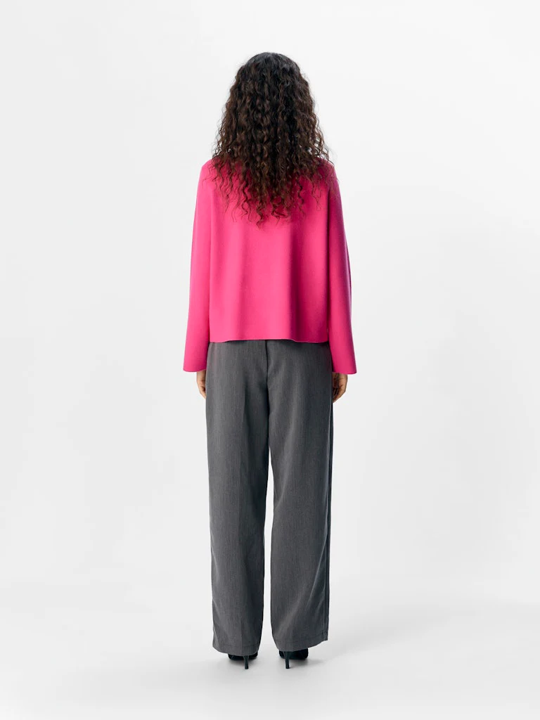Object naisten neule, OBJREYNARD SQUARE SLEEVE O-NECK Raspberry Sorbet - Image 2
