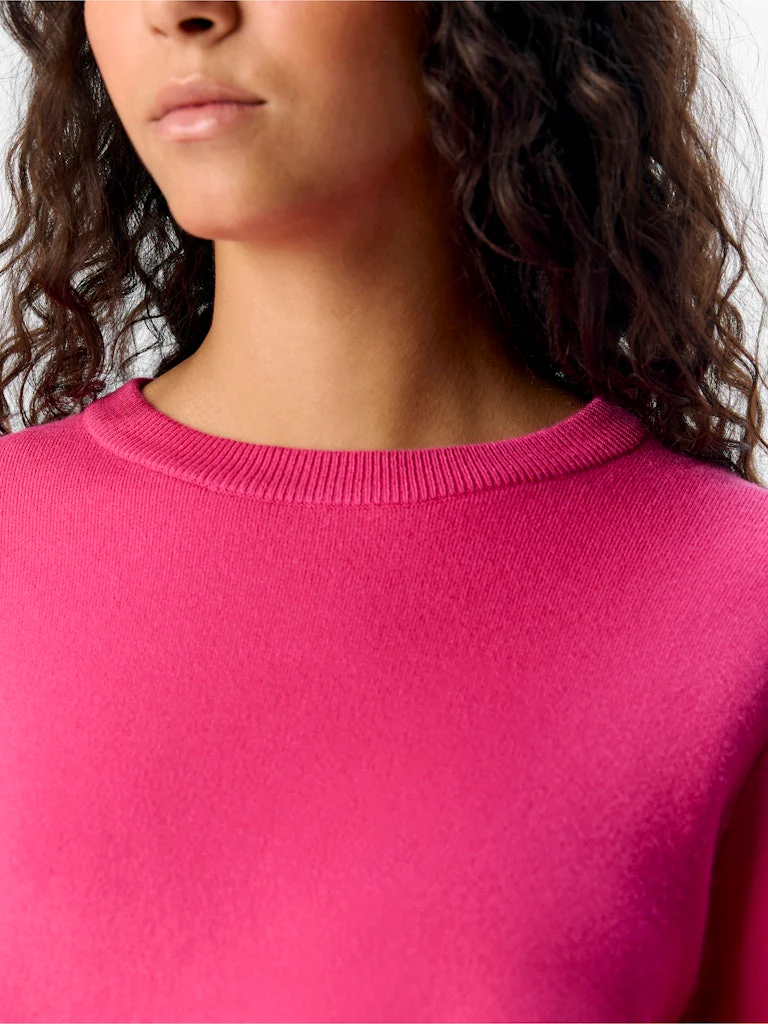 Object naisten neule, OBJREYNARD SQUARE SLEEVE O-NECK Raspberry Sorbet - Image 5