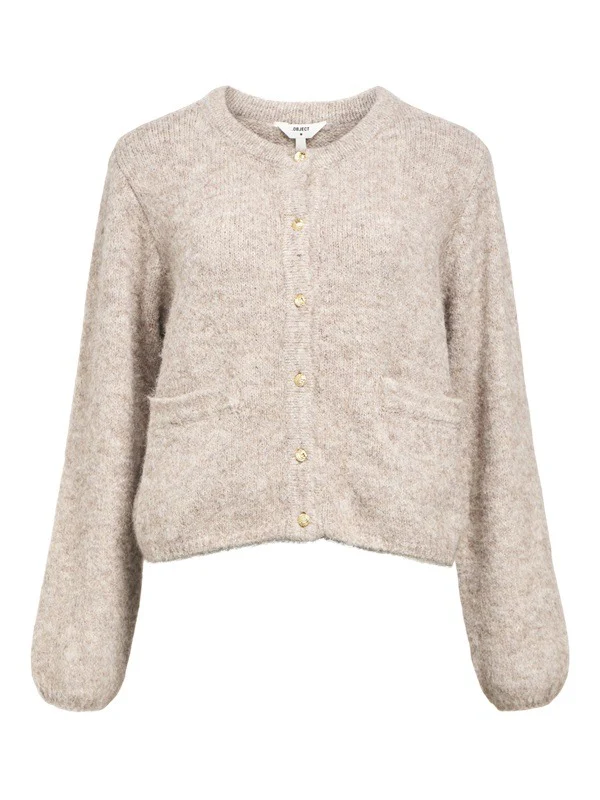 Object naisten neuletakki, OBJSAGGIA RE L/S KNIT CARDIGAN Humus
