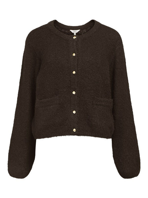 Object naisten neuletakki, OBJSAGGIA RE L/S KNIT CARDIGAN Seal Brown - Image 2