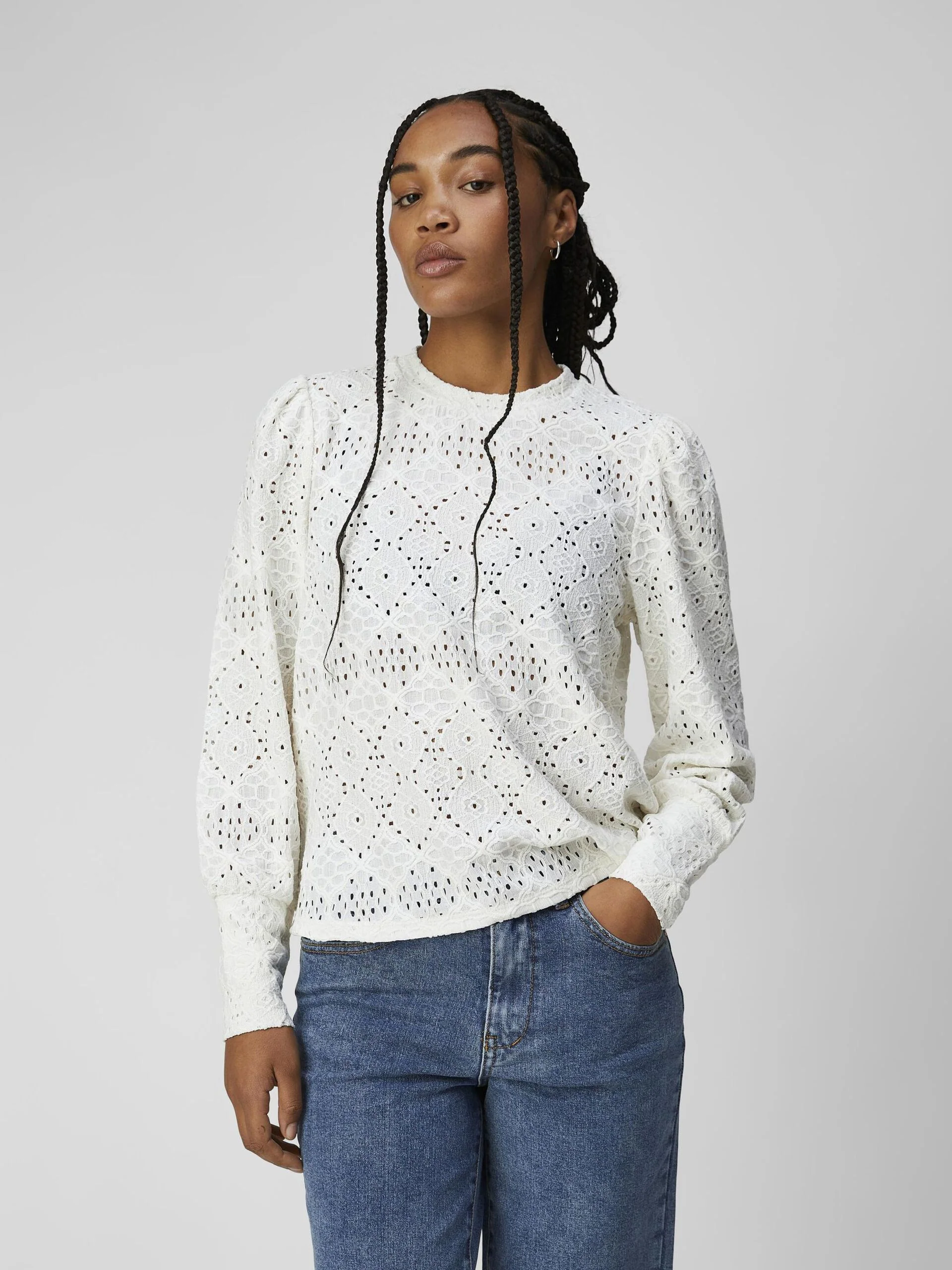 Object naisten paita, K-OBJFEODORA L/S TOP Valkoinen