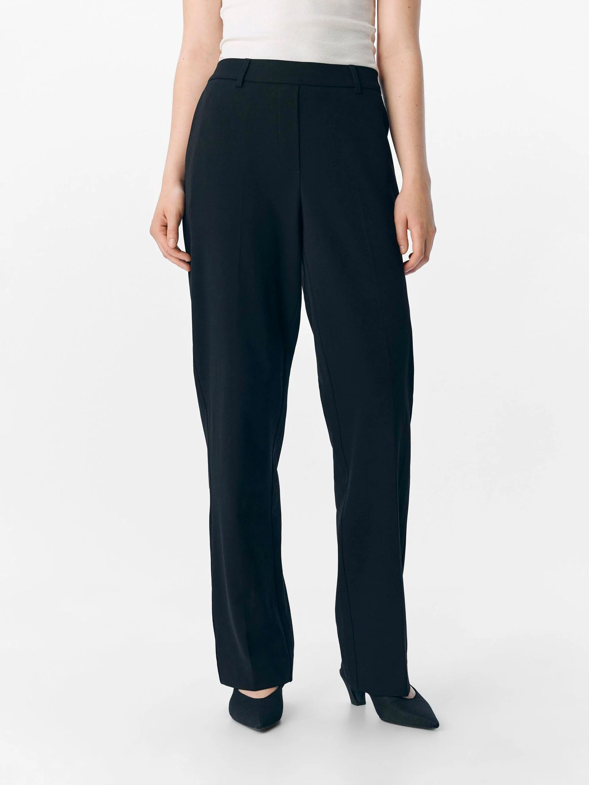Object naisten suorat housut, OBJLISA MW STRAIGHT PANT Black