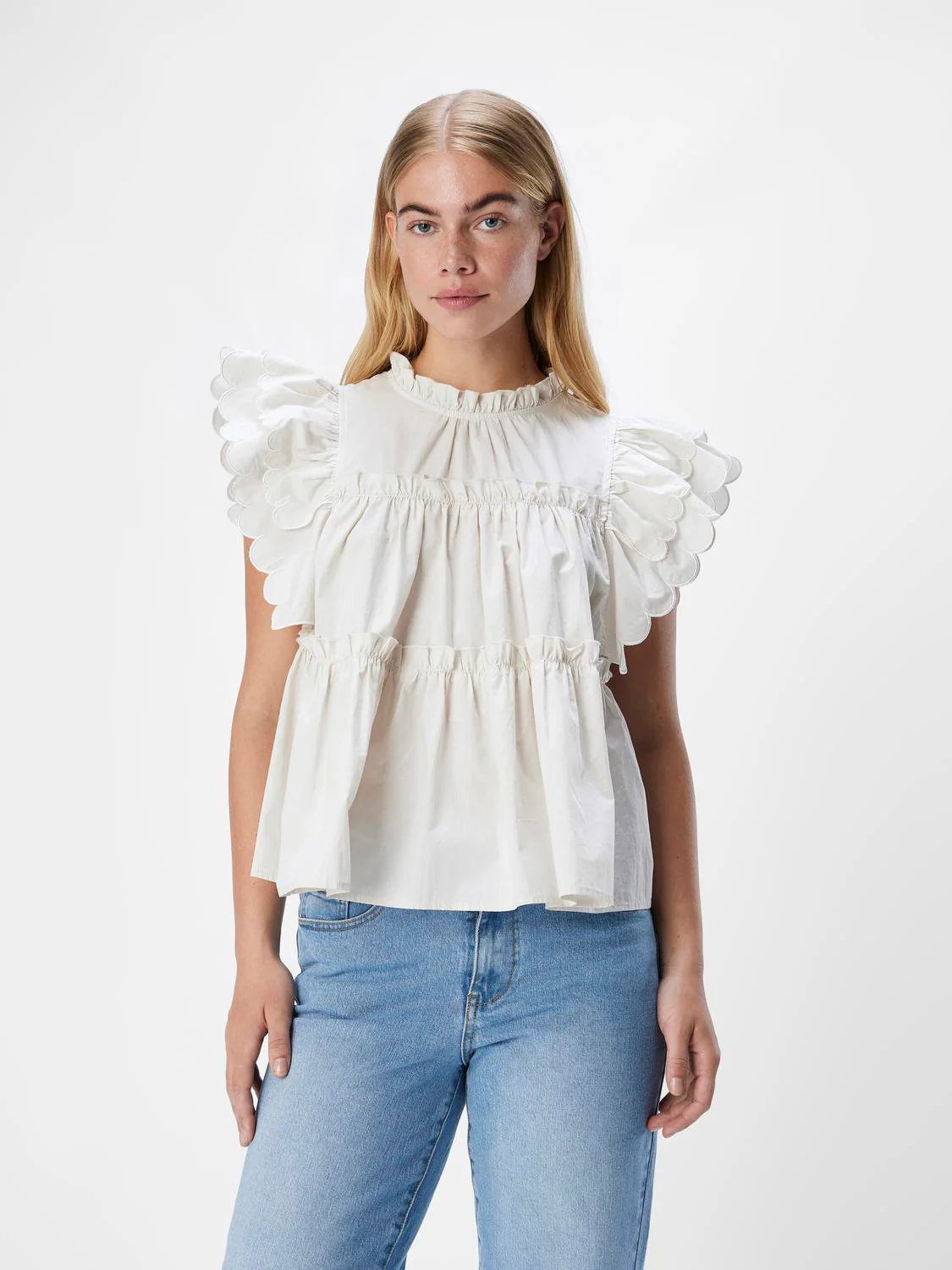 Object naisten toppi, OBJHOPE S/L TOP REP White Sand - Image 2