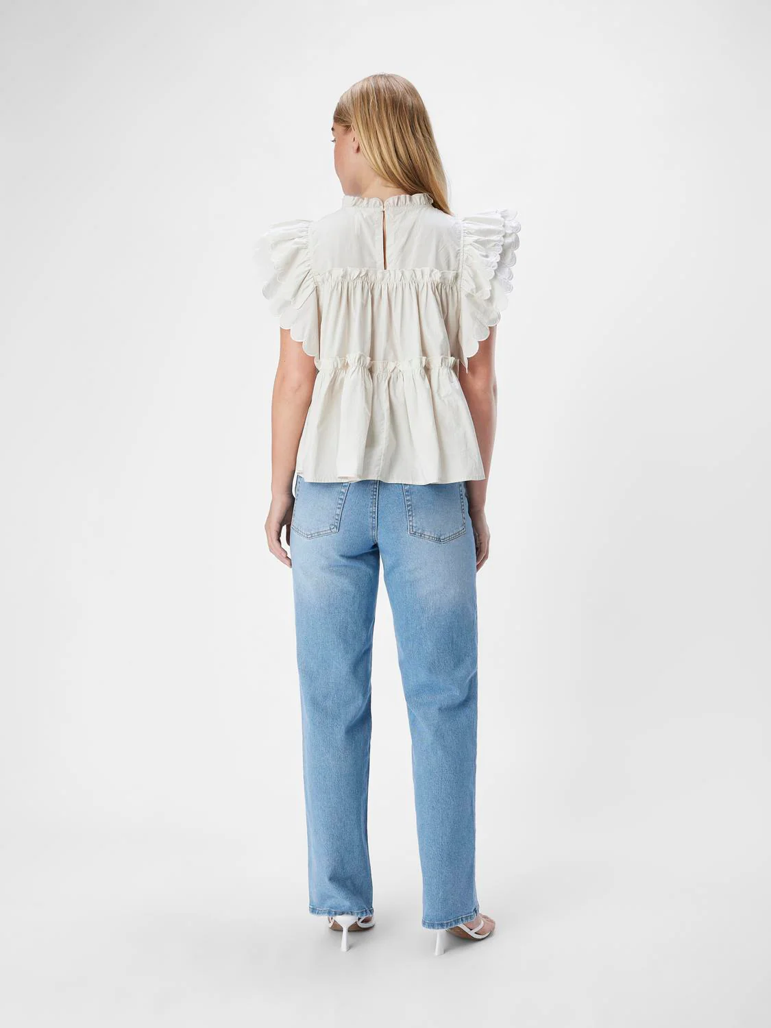 Object naisten toppi, OBJHOPE S/L TOP REP White Sand - Image 3