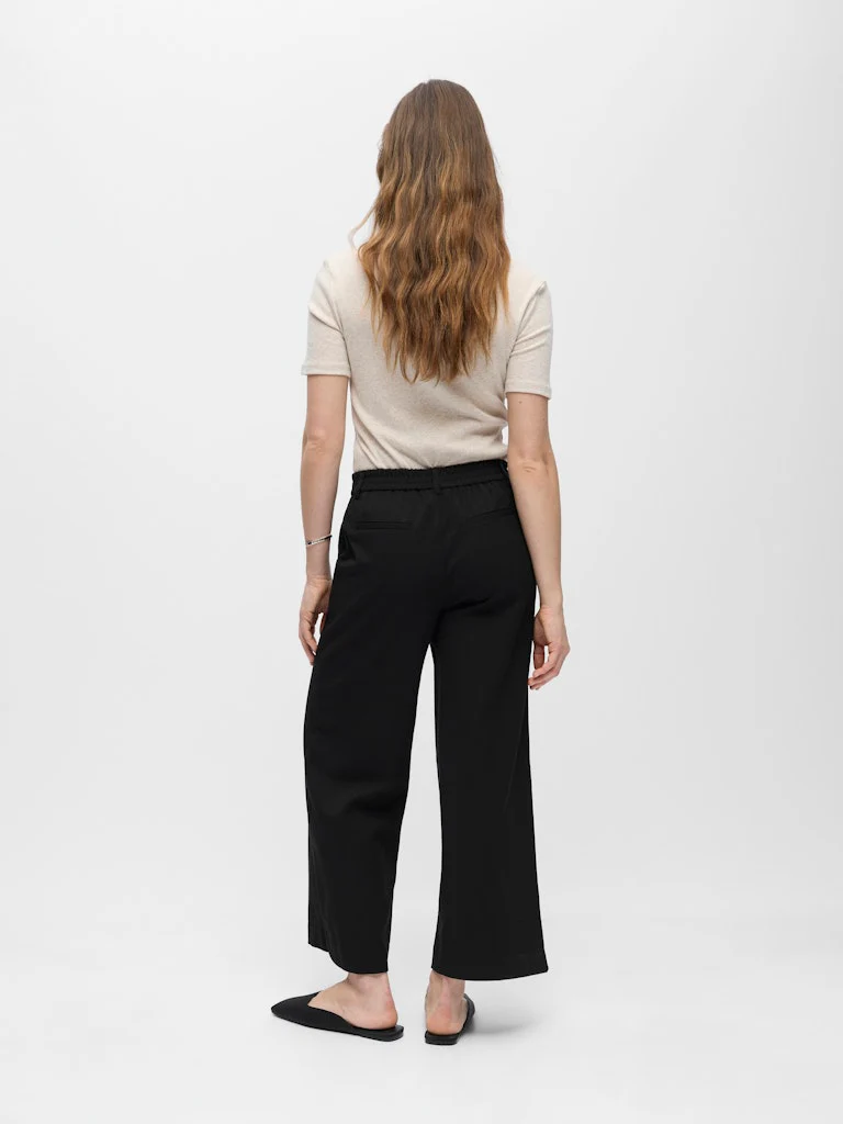 Object naisten housut OBJLisa Cropped Wide Pant Div, Black - Image 4