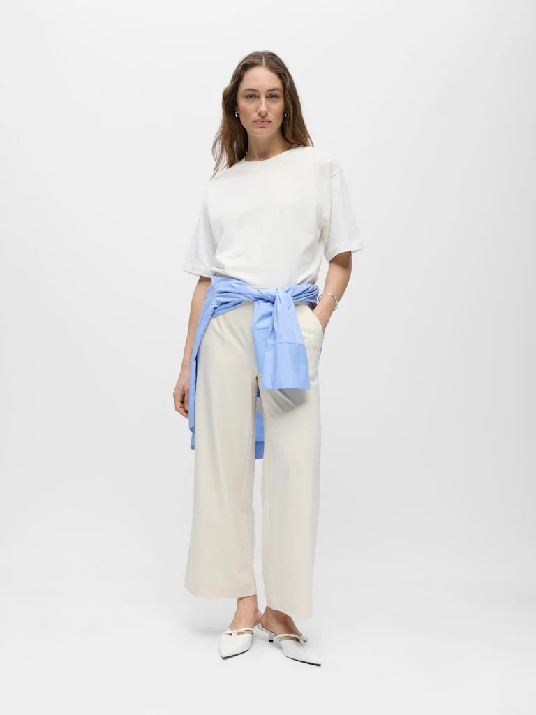 Object naisten housut OBJLisa Cropped Wide Pant Div, Sandshell