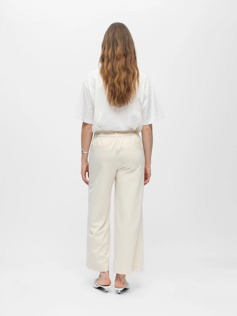Object naisten housut OBJLisa Cropped Wide Pant Div, Sandshell - Image 4