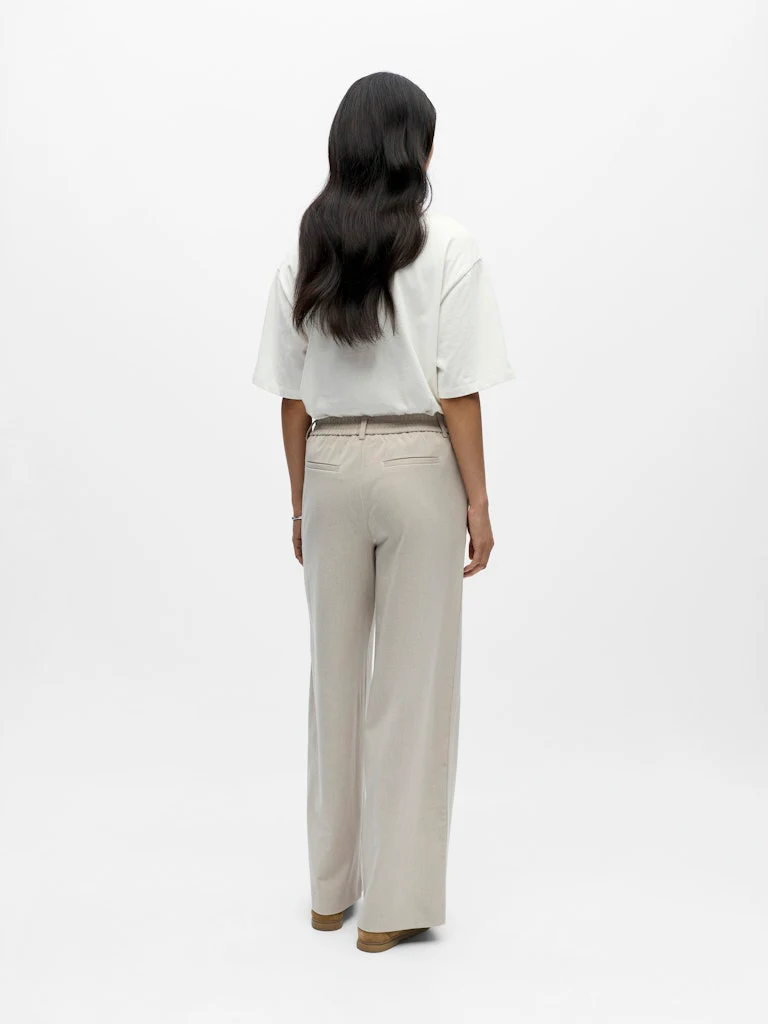 Object naisten housut OBJLisa Wide Pant, Humus Melange - Image 2