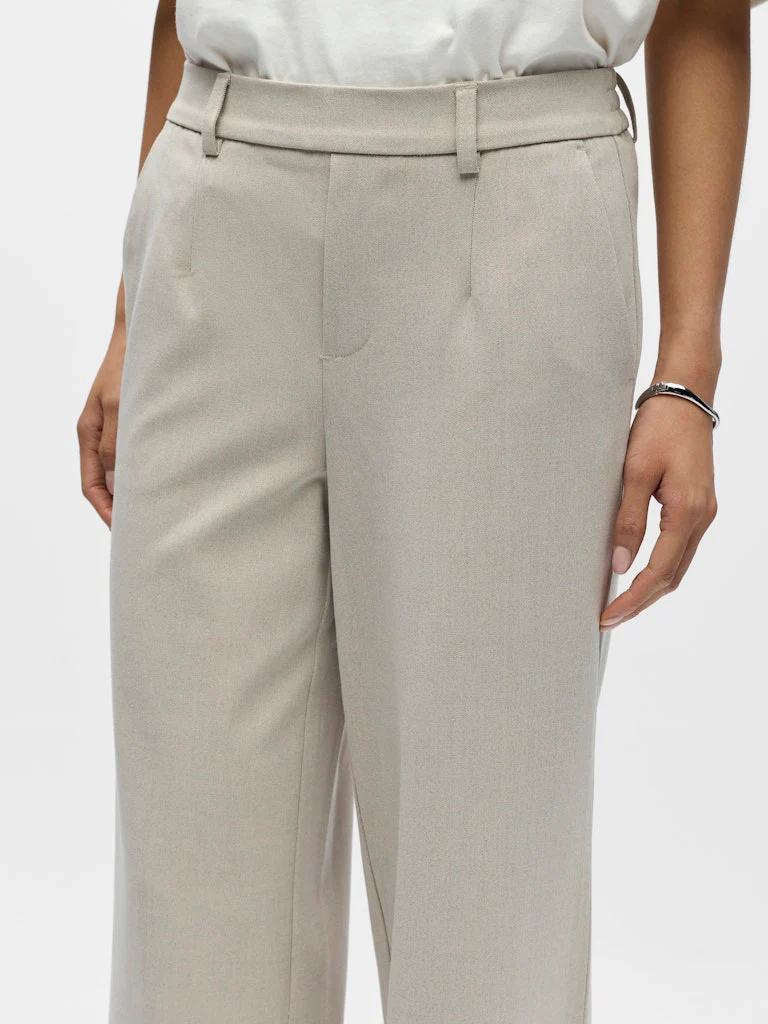 Object naisten housut OBJLisa Wide Pant, Humus Melange - Image 5