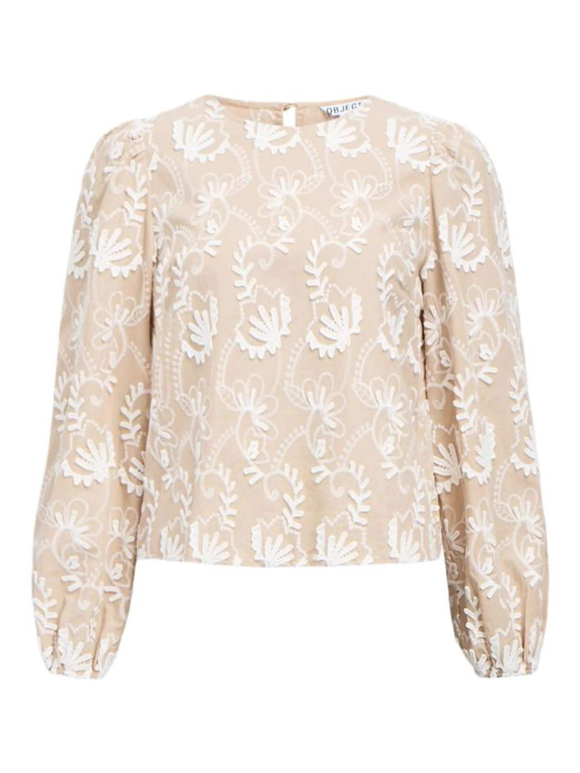 Object naisten pusero OBJMYA RE L/S Top, Humus Cloud dancer - Image 3