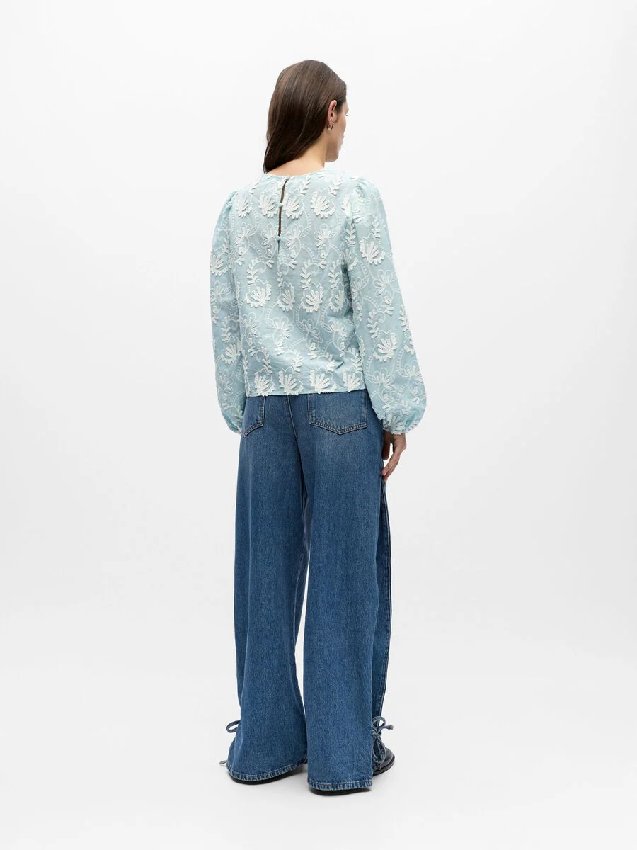 Object naisten pusero OBJMYA RE L/S Top, Winter Sky Cloud dancer - Image 3