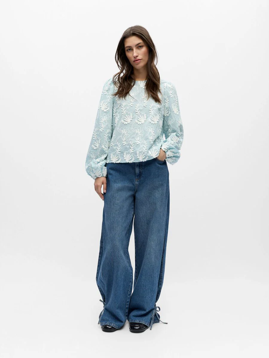 Object naisten pusero OBJMYA RE L/S Top, Winter Sky Cloud dancer - Image 4