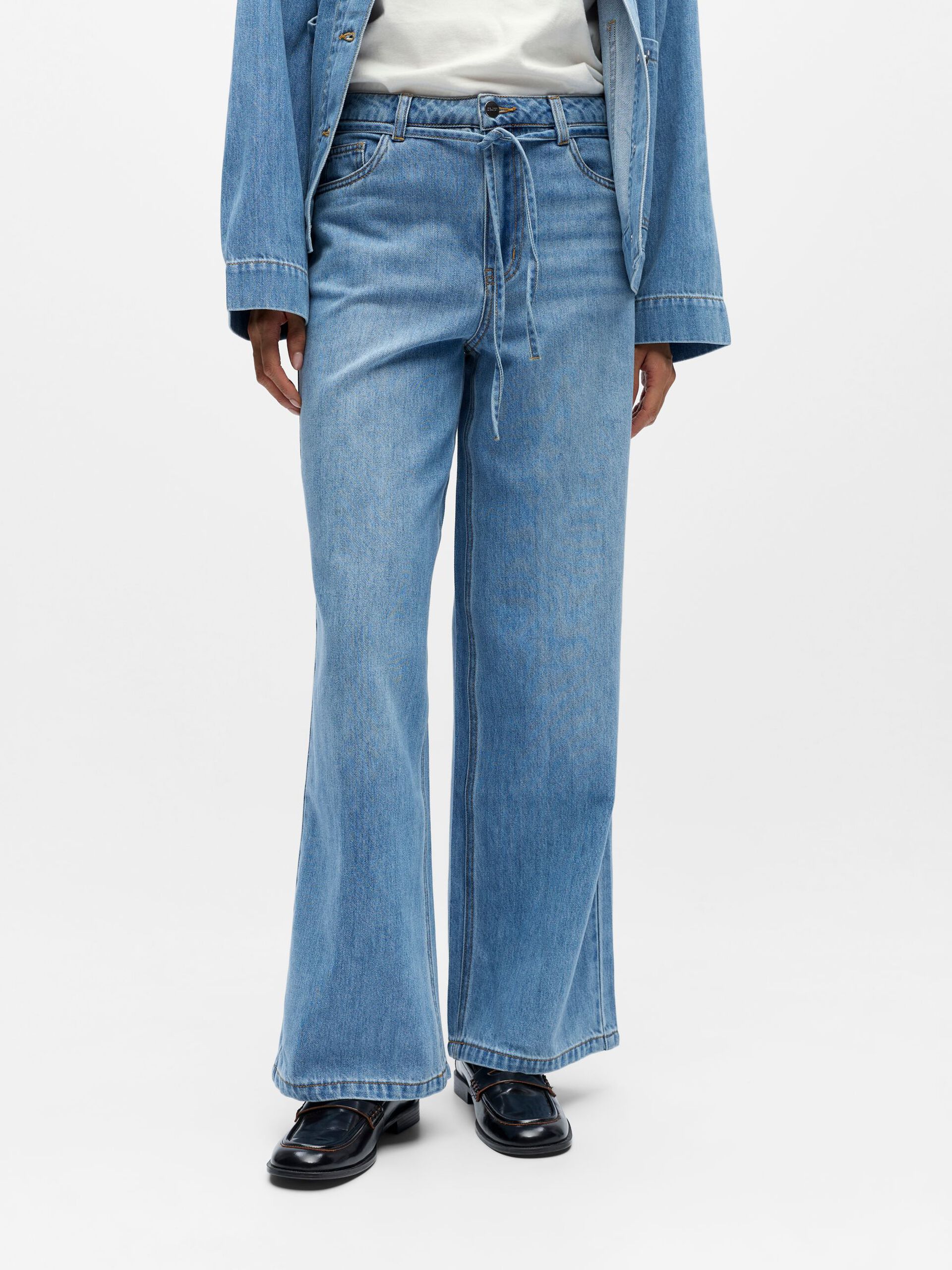 Object naisten farkut OBJROSIE MW WIDE Jeans, Light Blue Denim - Image 4