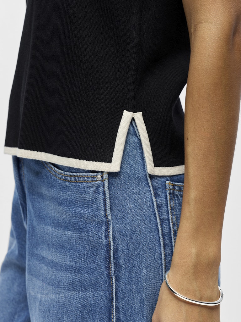 Object naisten toppi OBJVIVA S/L Re V-Neck Knit Top, Black Birch constras - Image 5