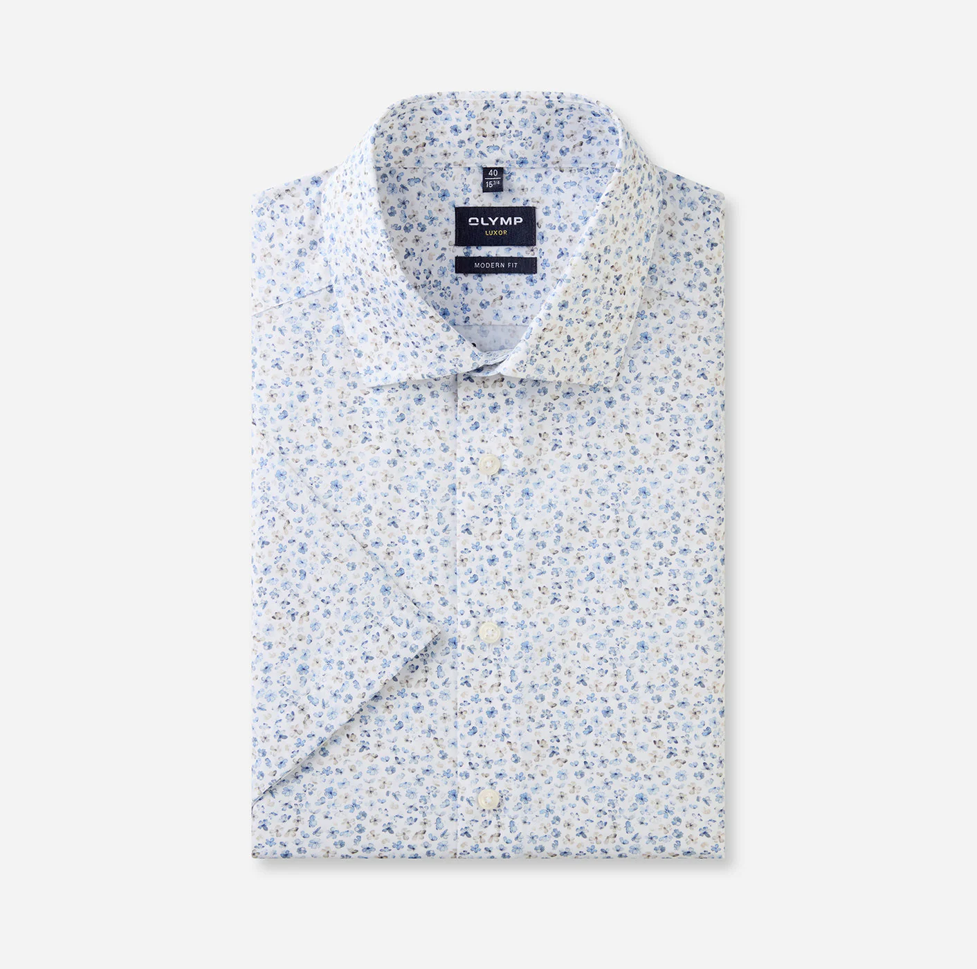 Olymp Luxor Kauluspaita, New Kent Modern Fit Ruskea Kuosi