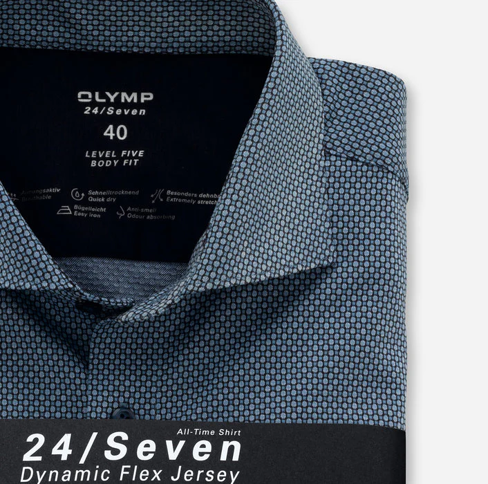 Olymp Miesten Bisnespaita 2016-84-11 SNOS JERSEY BODY FIT Sininen Kuosi - Image 3