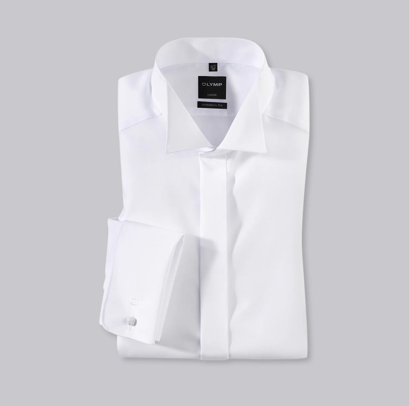 Olymp Miesten Smokkipaita, 0395-65-00 MODERN FIT WHITE WING Valkoinen