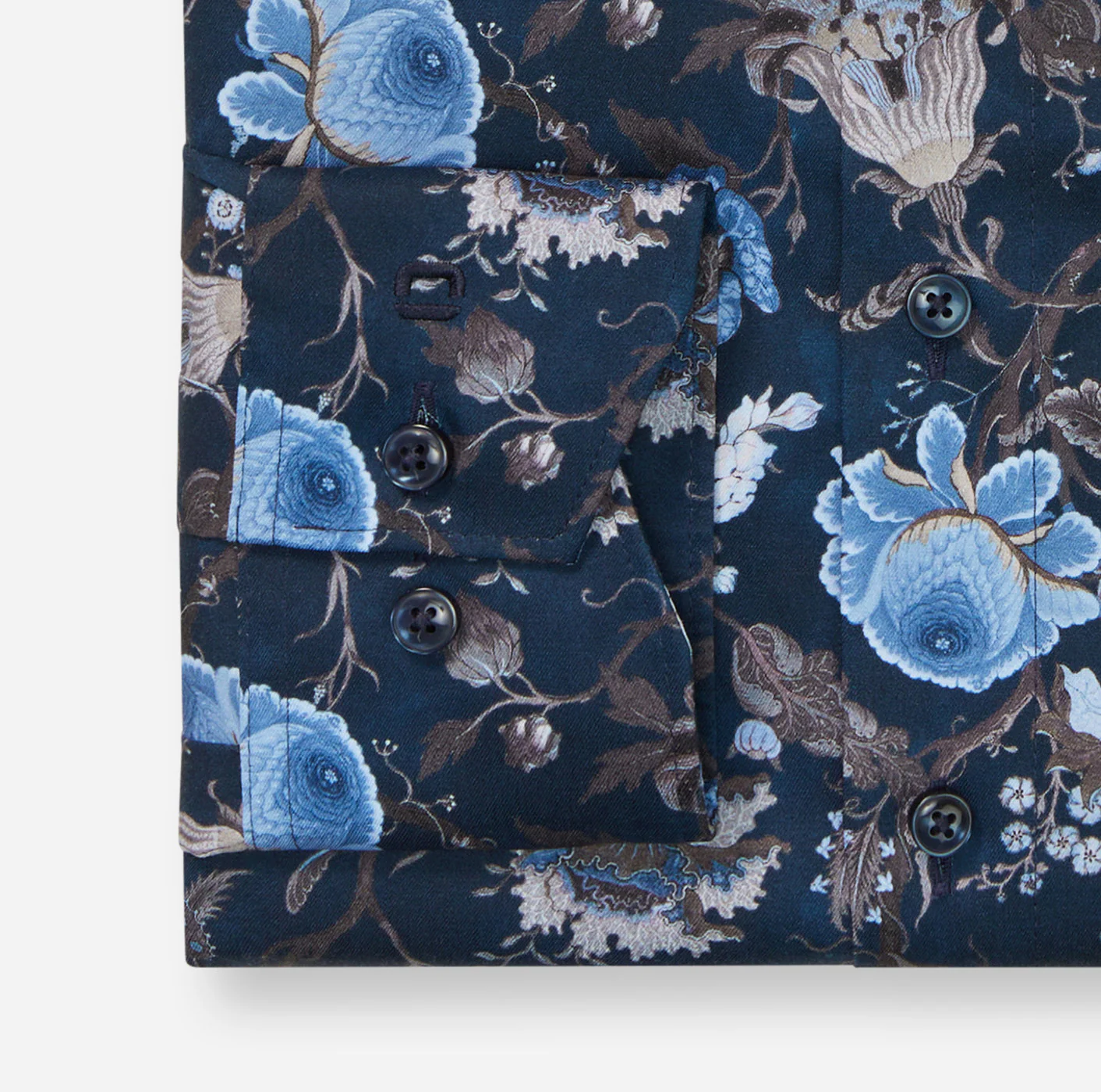 Olymp miesten kauluspaita, 042 LUXOR MODERN FIT FLORAL PRINT Sininen Kuosi - Image 3
