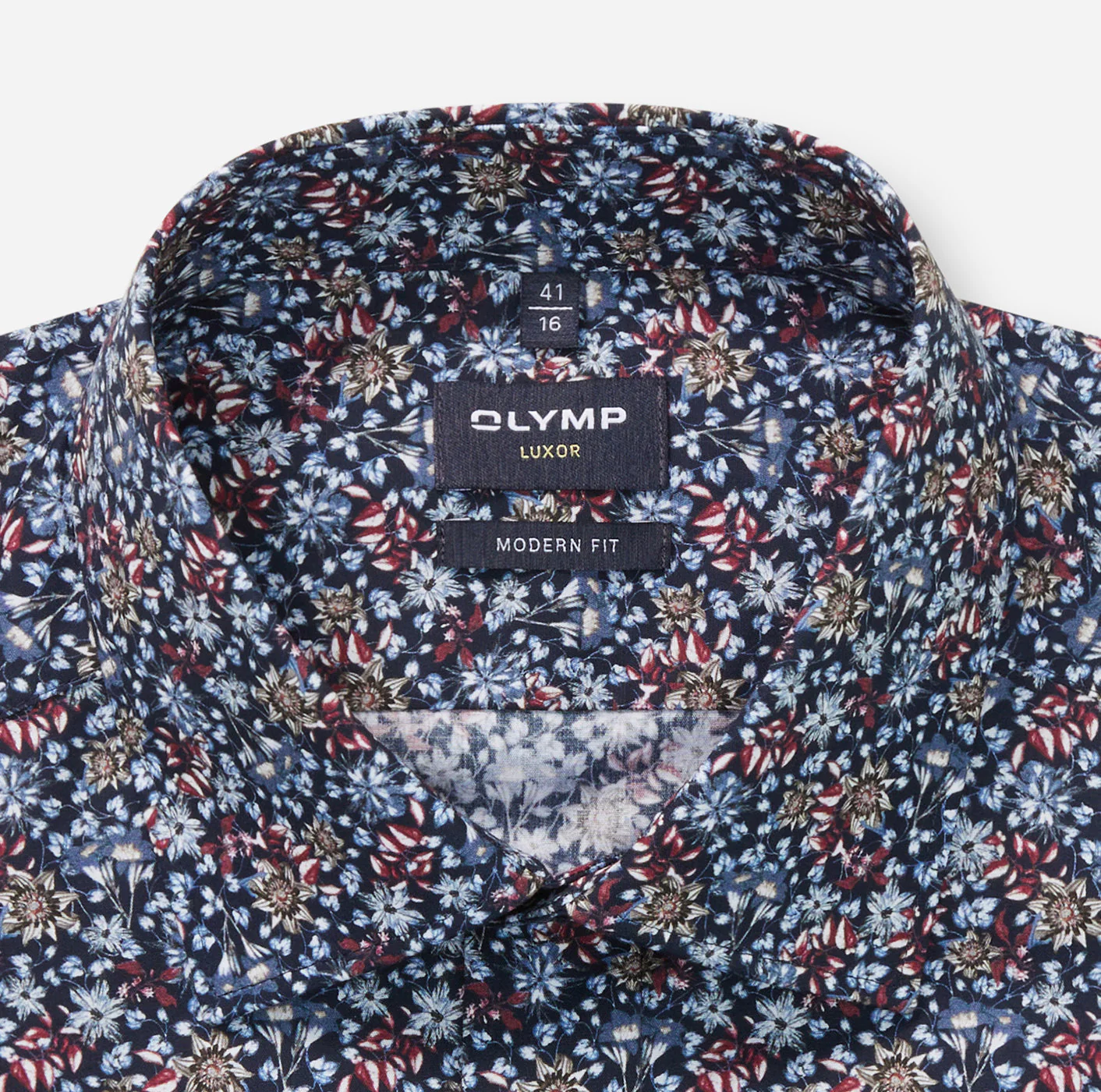 Olymp miesten kauluspaita, 042 LUXOR MODERN FIT FLORAL PRINT Tummansininen - Image 2
