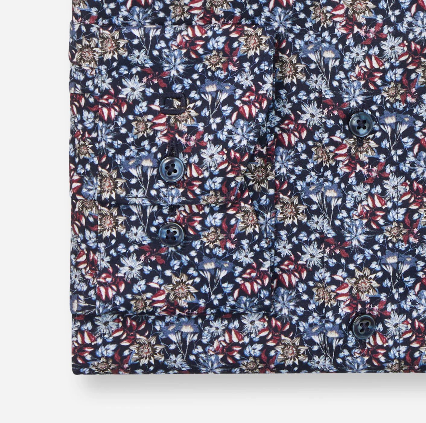 Olymp miesten kauluspaita, 042 LUXOR MODERN FIT FLORAL PRINT Tummansininen - Image 3