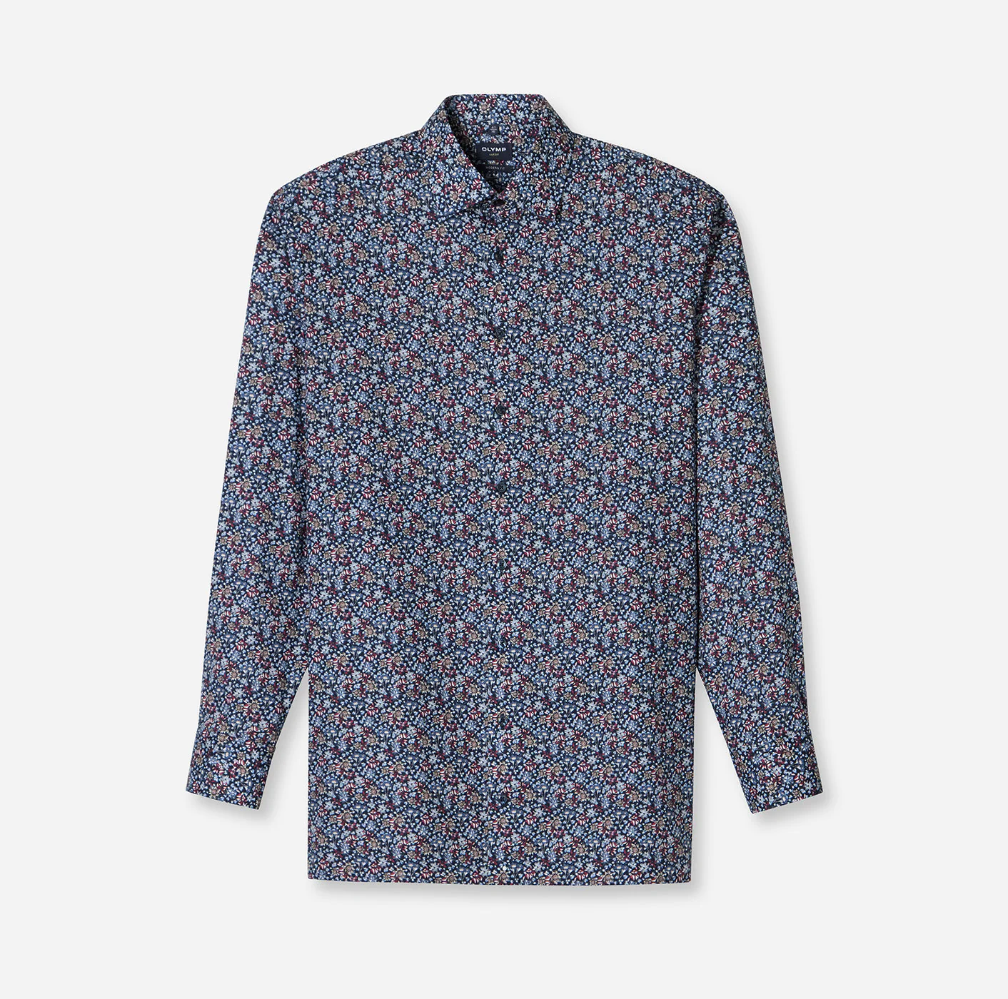Olymp miesten kauluspaita, 042 LUXOR MODERN FIT FLORAL PRINT Tummansininen - Image 4