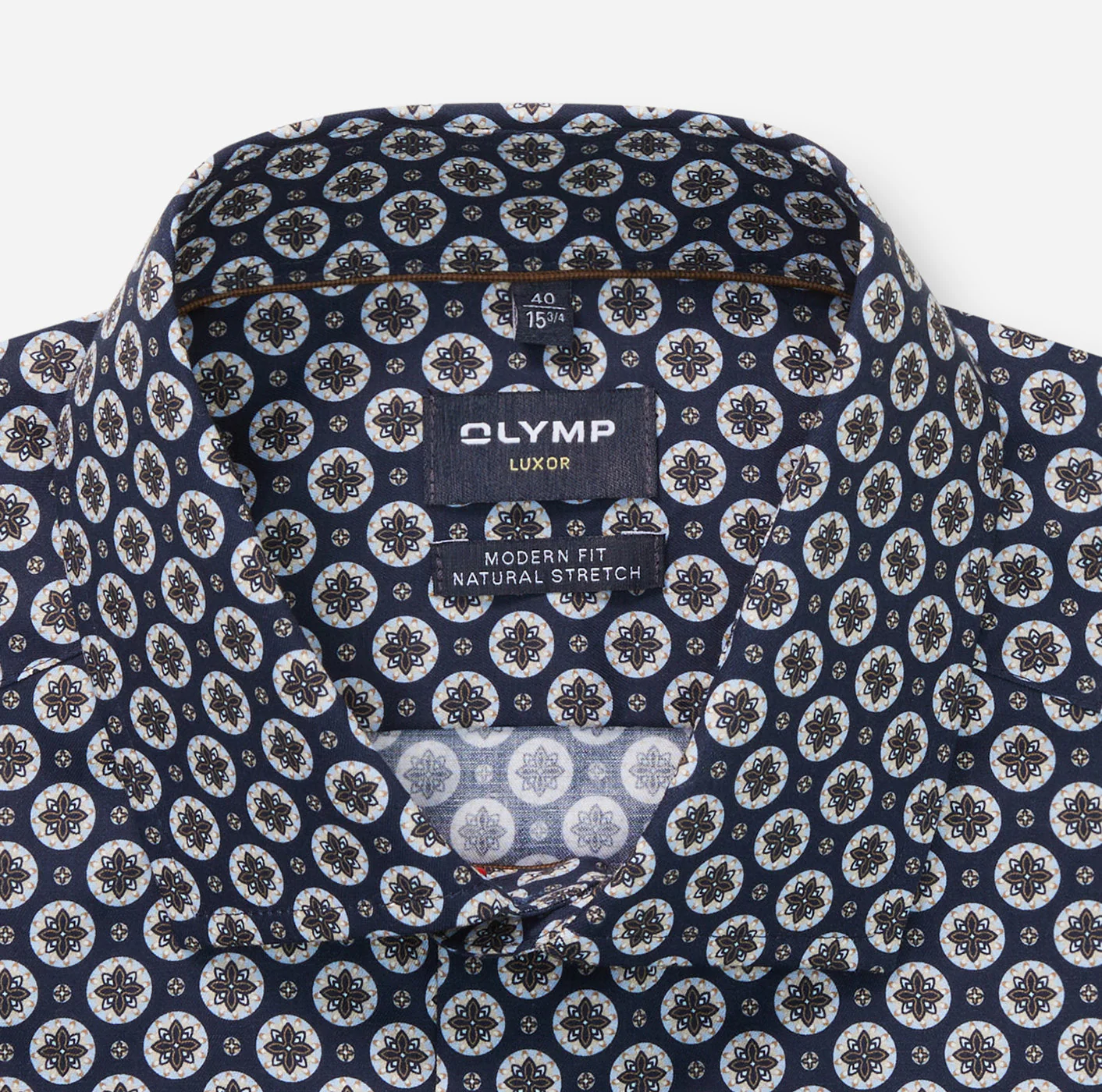 Olymp miesten kauluspaita, 042 LUXOR MODERN FIT MICRO PRINT Sininen Kuosi - Image 2